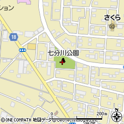 伊勢崎市七分川公園周辺の地図