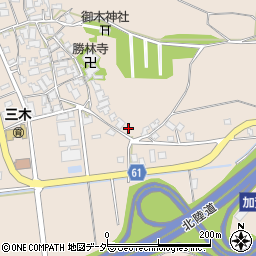 石川県加賀市三木町周辺の地図