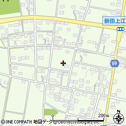 群馬県太田市新田上江田町周辺の地図