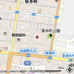 群馬県太田市東本町周辺の地図