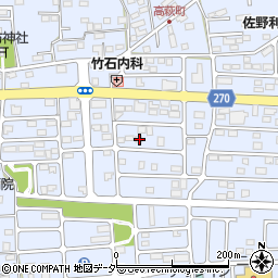 栃木県佐野市高萩町1221周辺の地図