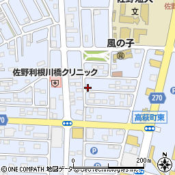 栃木県佐野市高萩町1320-17周辺の地図