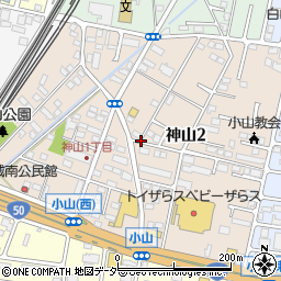 栃木県小山市神山周辺の地図