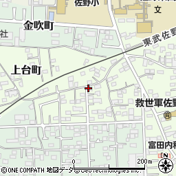 栃木県佐野市上台町周辺の地図