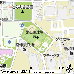佐野市役所　栄公園球場周辺の地図