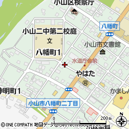 栃木県小山市八幡町周辺の地図