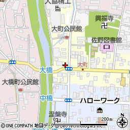 栃木県佐野市大町周辺の地図