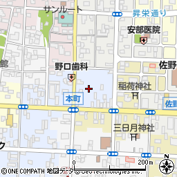 栃木県佐野市本町周辺の地図