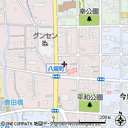 群馬県伊勢崎市八坂町周辺の地図