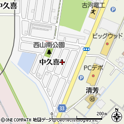 栃木県小山市中久喜1丁目14周辺の地図