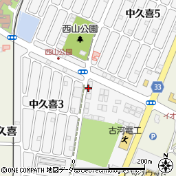 栃木県小山市中久喜周辺の地図