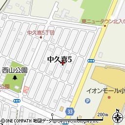 栃木県小山市中久喜5丁目周辺の地図