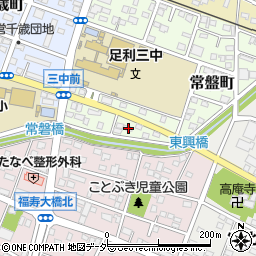 栃木県足利市常盤町75周辺の地図