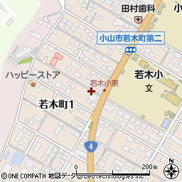 栃木県小山市若木町周辺の地図