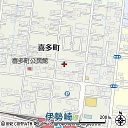 群馬県伊勢崎市喜多町52周辺の地図