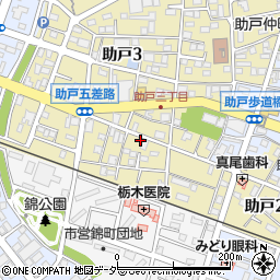 栃木県足利市助戸3丁目421周辺の地図
