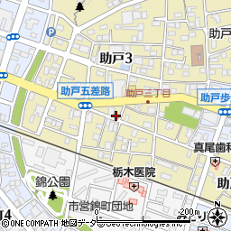 栃木県足利市助戸3丁目413周辺の地図