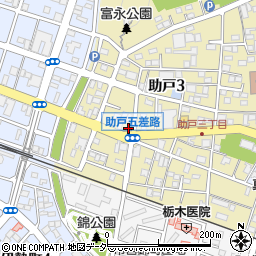 栃木県足利市助戸3丁目4-15周辺の地図