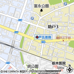 栃木県足利市助戸3丁目4-19周辺の地図