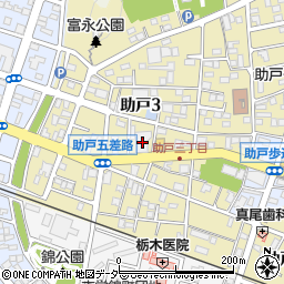 栃木県足利市助戸3丁目408-3周辺の地図