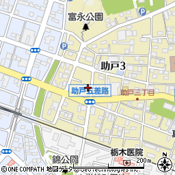 栃木県足利市助戸3丁目4-13周辺の地図