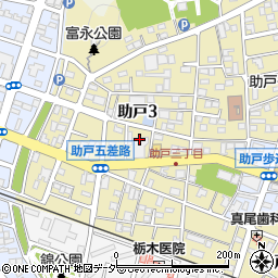 栃木県足利市助戸3丁目408-1周辺の地図