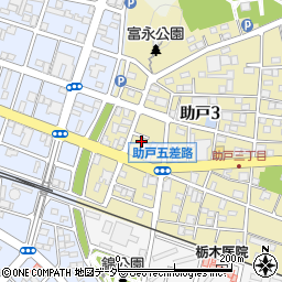 栃木県足利市助戸3丁目4-2周辺の地図