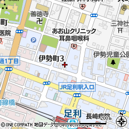 栃木県足利市伊勢町3丁目周辺の地図