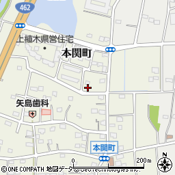 群馬県伊勢崎市本関町周辺の地図