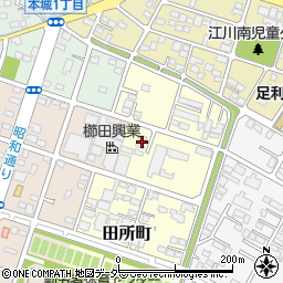 栃木県足利市田所町周辺の地図