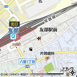 茨城県笠間市友部駅前周辺の地図