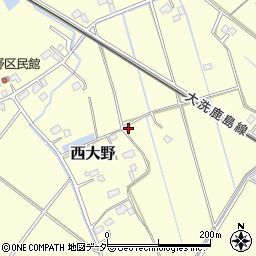 茨城県水戸市西大野周辺の地図