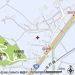 茨城県笠間市稲田590周辺の地図