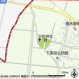 茨城県筑西市下高田周辺の地図