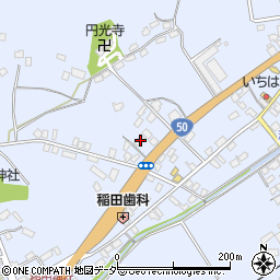 茨城県笠間市稲田881周辺の地図