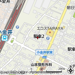 栃木県下野市駅東2丁目周辺の地図