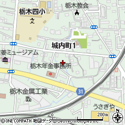 栃木県栃木市城内町1丁目周辺の地図