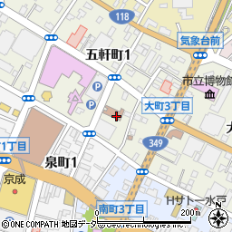 水戸市役所　市民協働部・男女平等参画課周辺の地図
