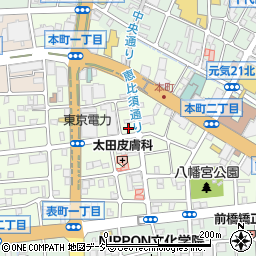 群馬県前橋市本町周辺の地図
