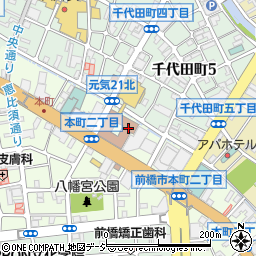 前橋市役所　前橋中央公民館周辺の地図