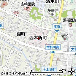 石川県小松市西本折町周辺の地図