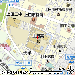 上田高等学校　体育科研究室周辺の地図