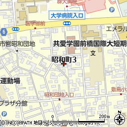 群馬県前橋市昭和町周辺の地図