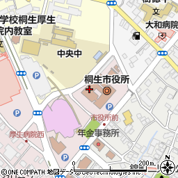 桐生市役所　記者クラブ・中央紙周辺の地図