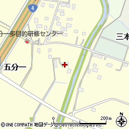 栃木県河内郡上三川町五分一周辺の地図