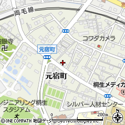 群馬県桐生市元宿町周辺の地図