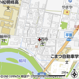石川県小松市平面町リ周辺の地図