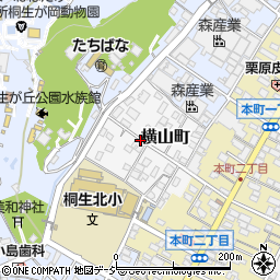 群馬県桐生市横山町周辺の地図
