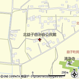 北益子自治会公民館周辺の地図