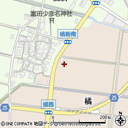 石川県川北町（能美郡）橘（ヲ）周辺の地図